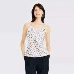 A New Day White and Red Fitted Camisole